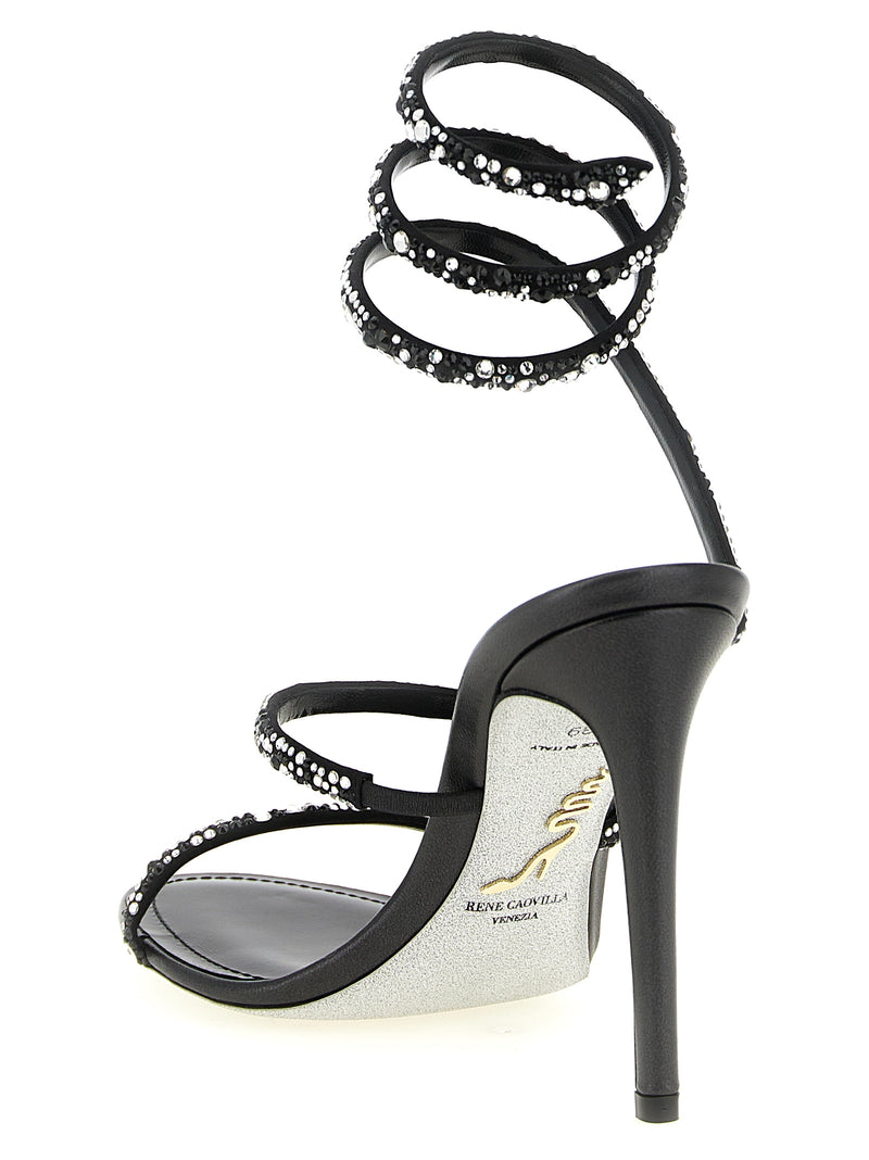 RENE CAOVILLA Bicolor Viscose Stiletto Heel Sandals - Cleo Model