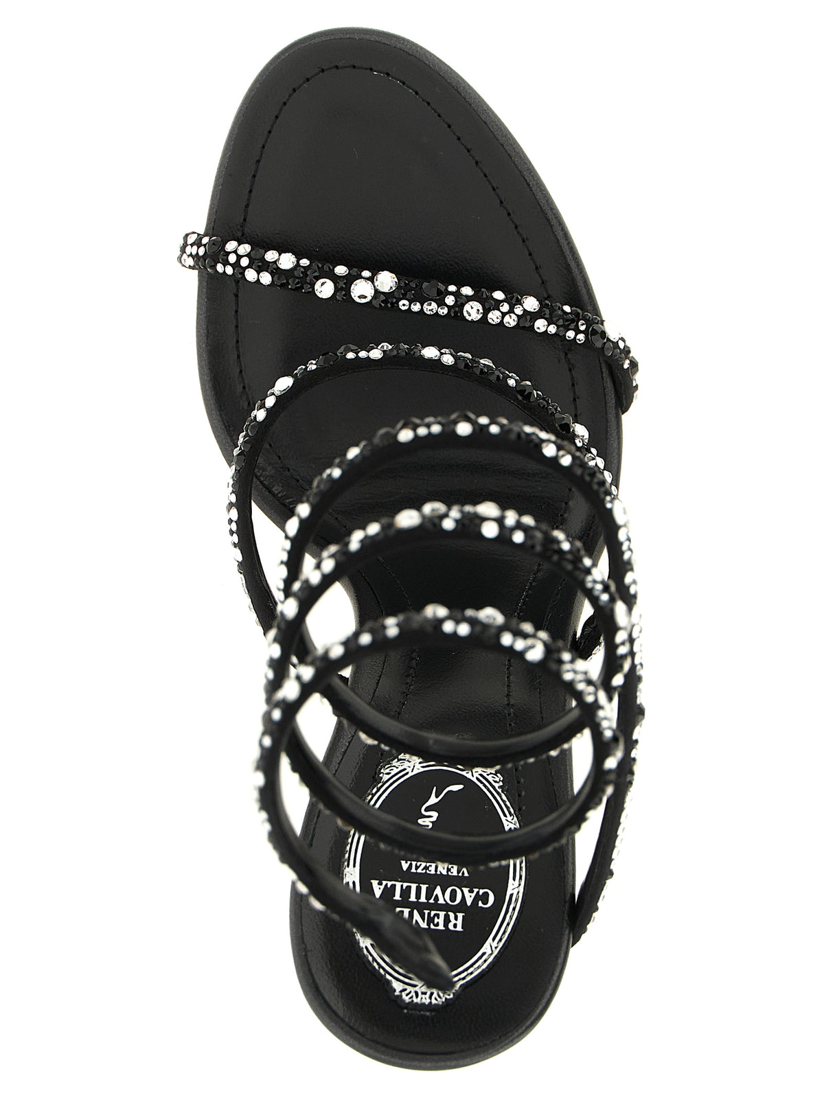 RENE CAOVILLA Bicolor Viscose Stiletto Heel Sandals - Cleo Model