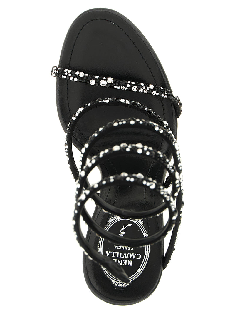 RENE CAOVILLA Bicolor Viscose Stiletto Heel Sandals - Cleo Model