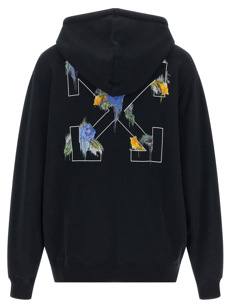 Off-White Black Cotton Sweatshirt - Arrow Out Flower