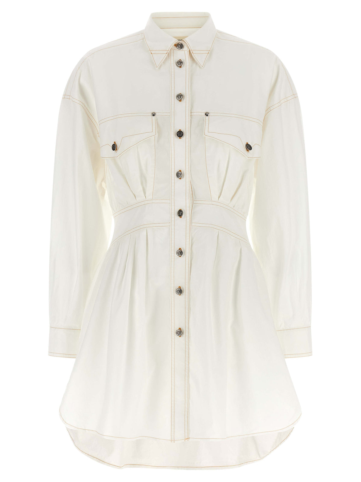 Versace White Cotton Short Dress - Elegant and Timeless