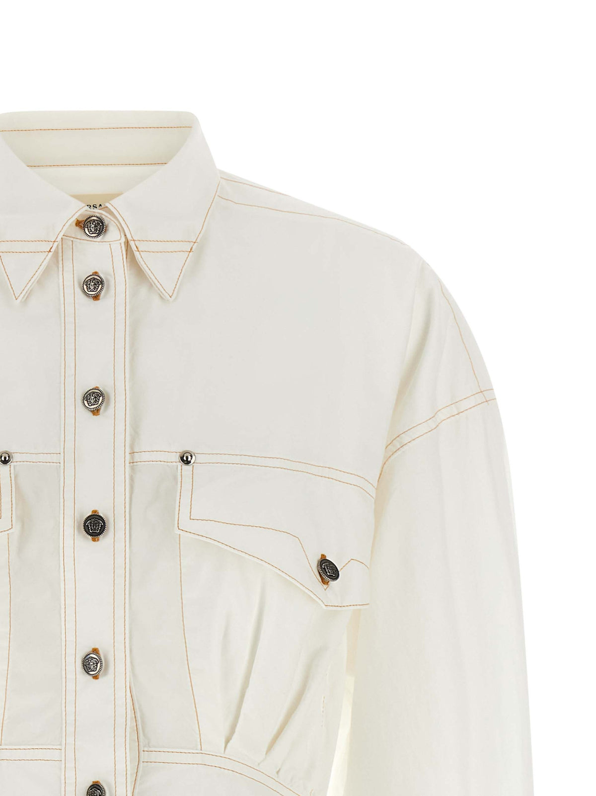 Versace White Cotton Short Dress - Elegant and Timeless