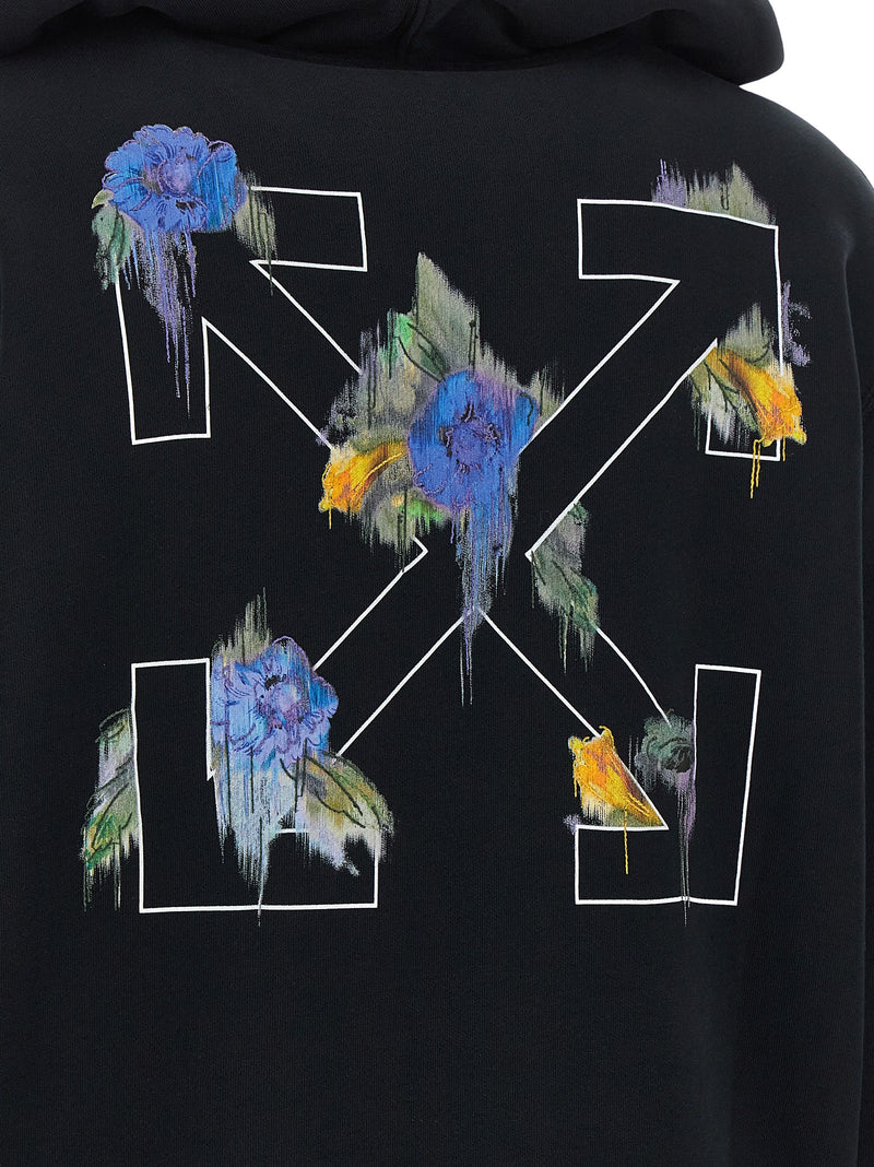 Off-White Black Cotton Sweatshirt - Arrow Out Flower
