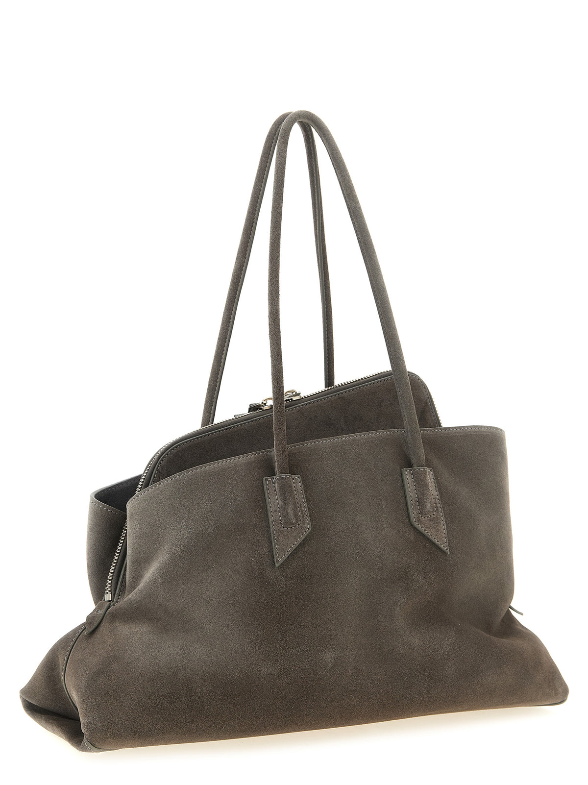 The Attico La Passeggiata Medium Gray Bovine Leather Shoulder Bag