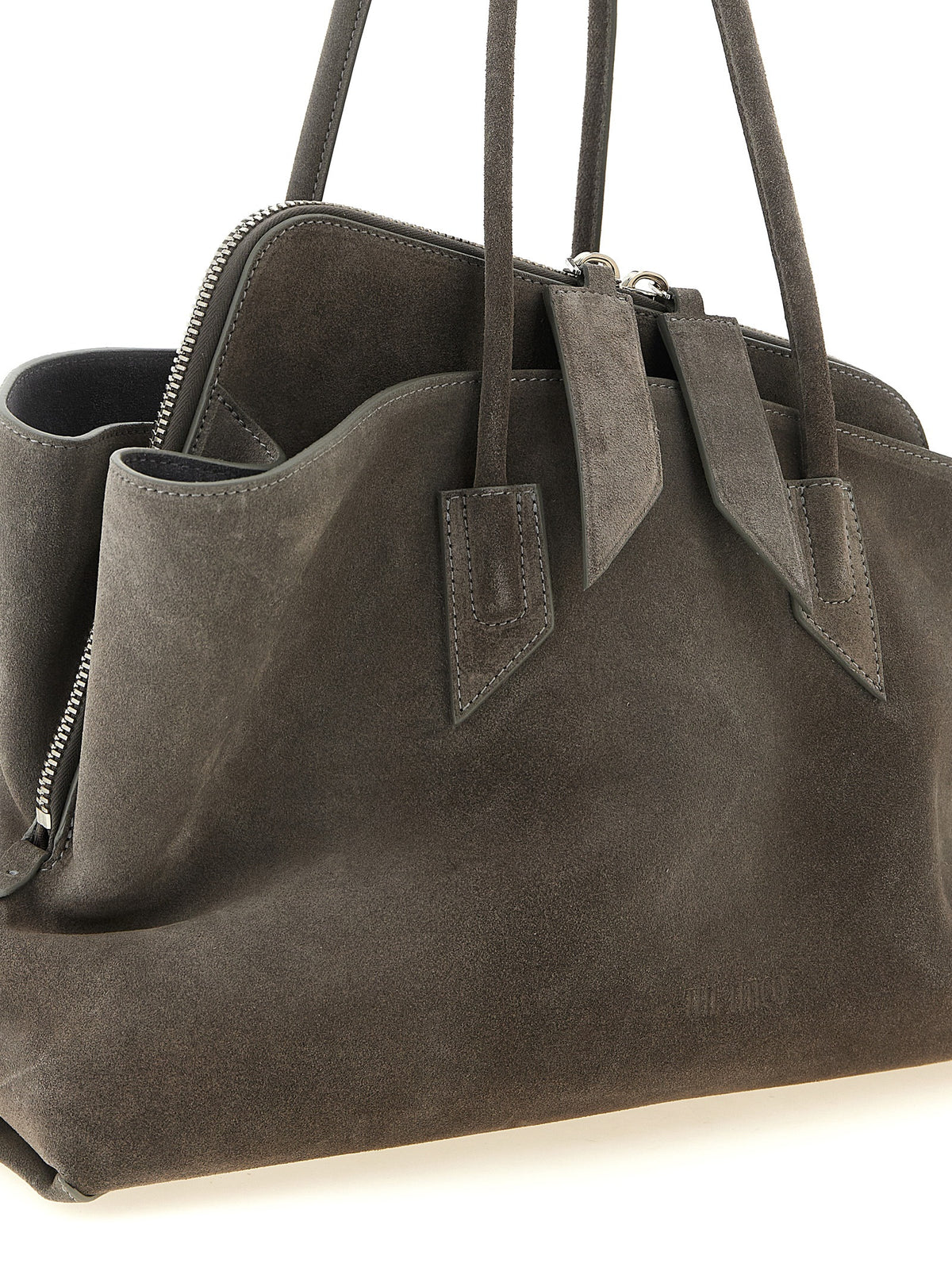 The Attico La Passeggiata Medium Gray Bovine Leather Shoulder Bag