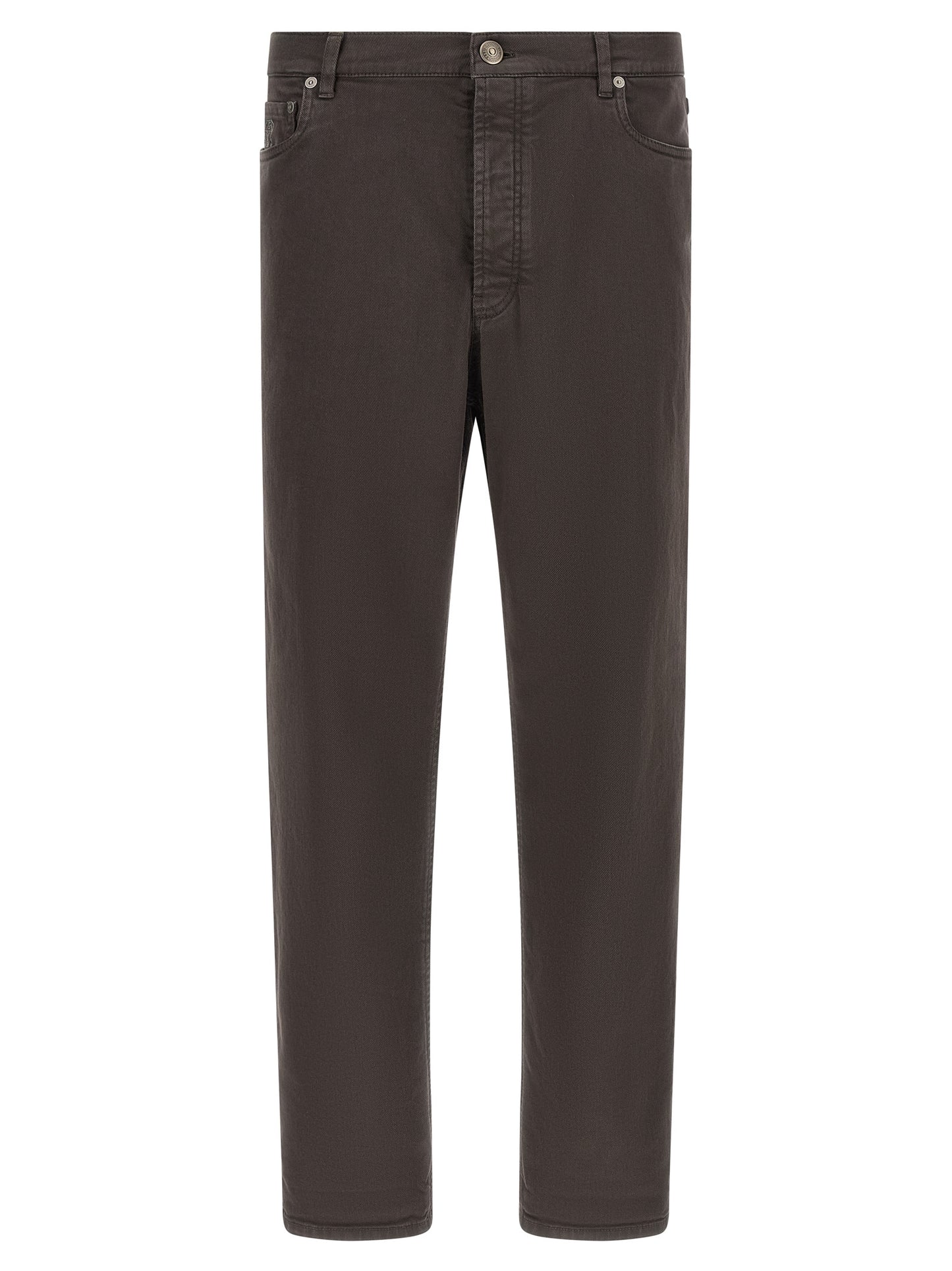Brunello Cucinelli Brown Cotton Straight-Leg Jeans