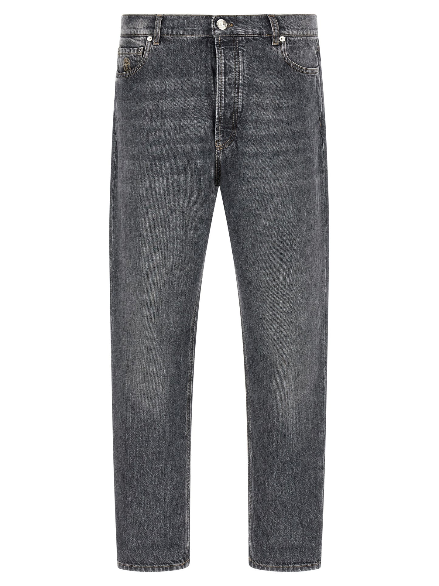 Brunello Cucinelli Gray Cotton Straight-Leg Jeans