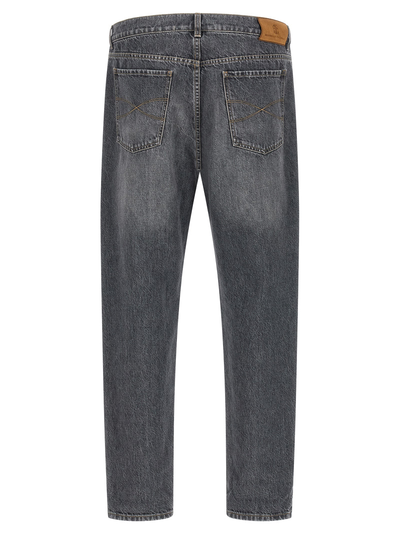 Brunello Cucinelli Gray Cotton Straight-Leg Jeans for Men