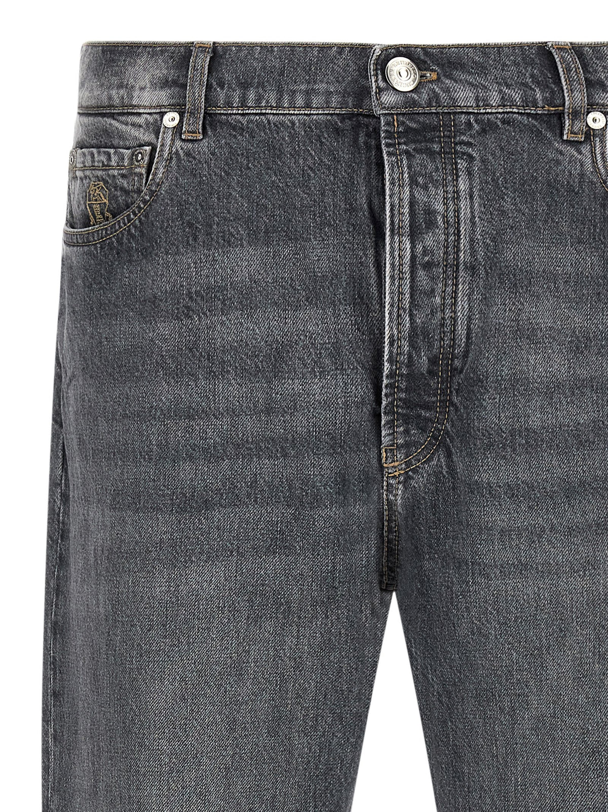 Brunello Cucinelli Gray Cotton Straight-Leg Jeans for Men