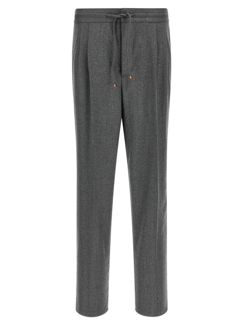 Brunello Cucinelli Gray Virgin Wool Casual Pants for Men