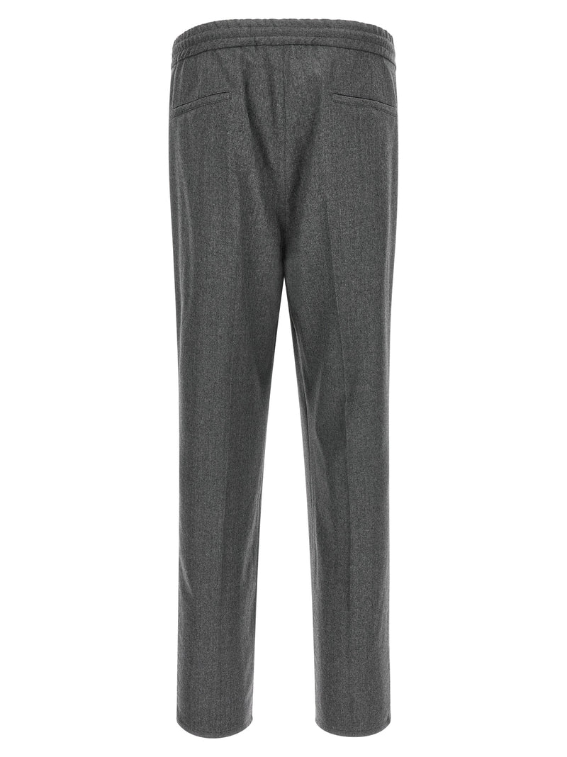 Brunello Cucinelli Gray Virgin Wool Casual Pants for Men