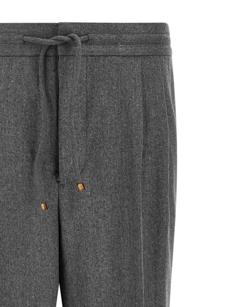 Brunello Cucinelli Gray Virgin Wool Casual Pants for Men