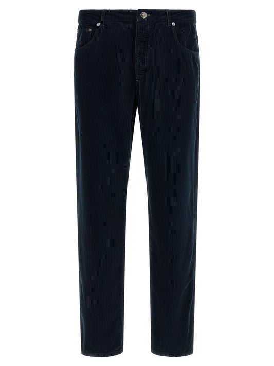 Brunello Cucinelli Blue Cotton Casual Pants for Men