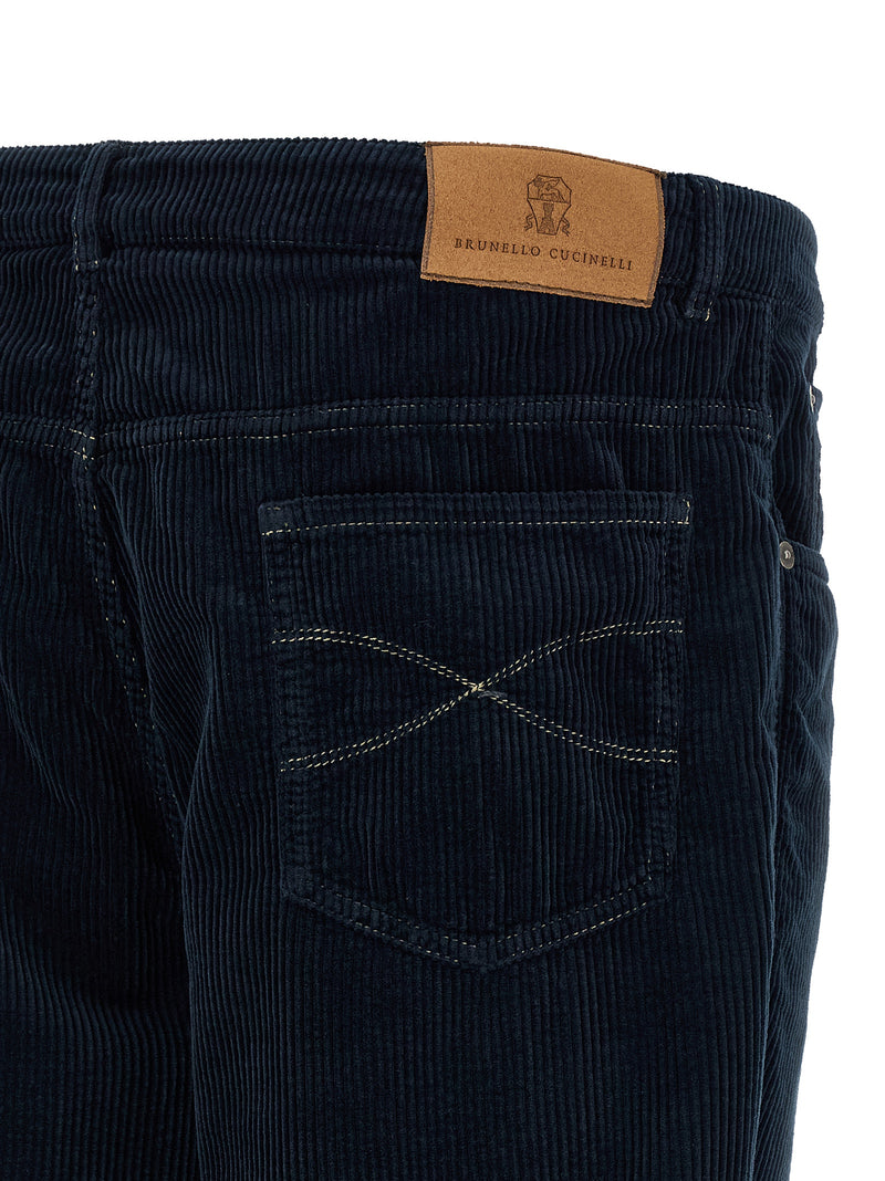 Brunello Cucinelli Blue Cotton Casual Pants for Men