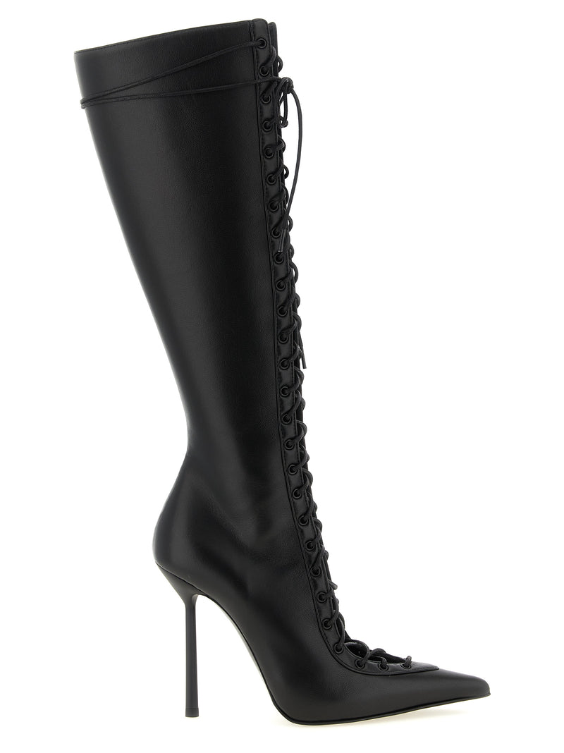 LE SILLA Colette Black Lamb Leather Over The Knee Boots
