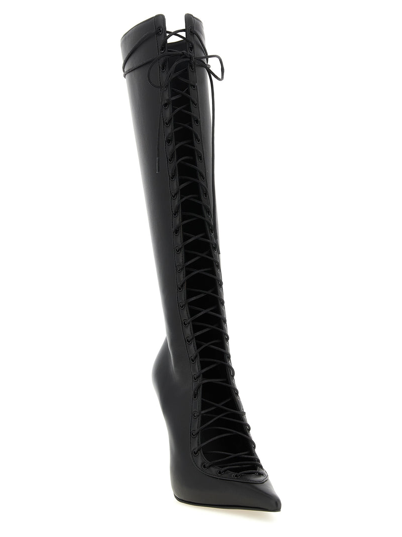 LE SILLA Colette Black Lamb Leather Over The Knee Boots