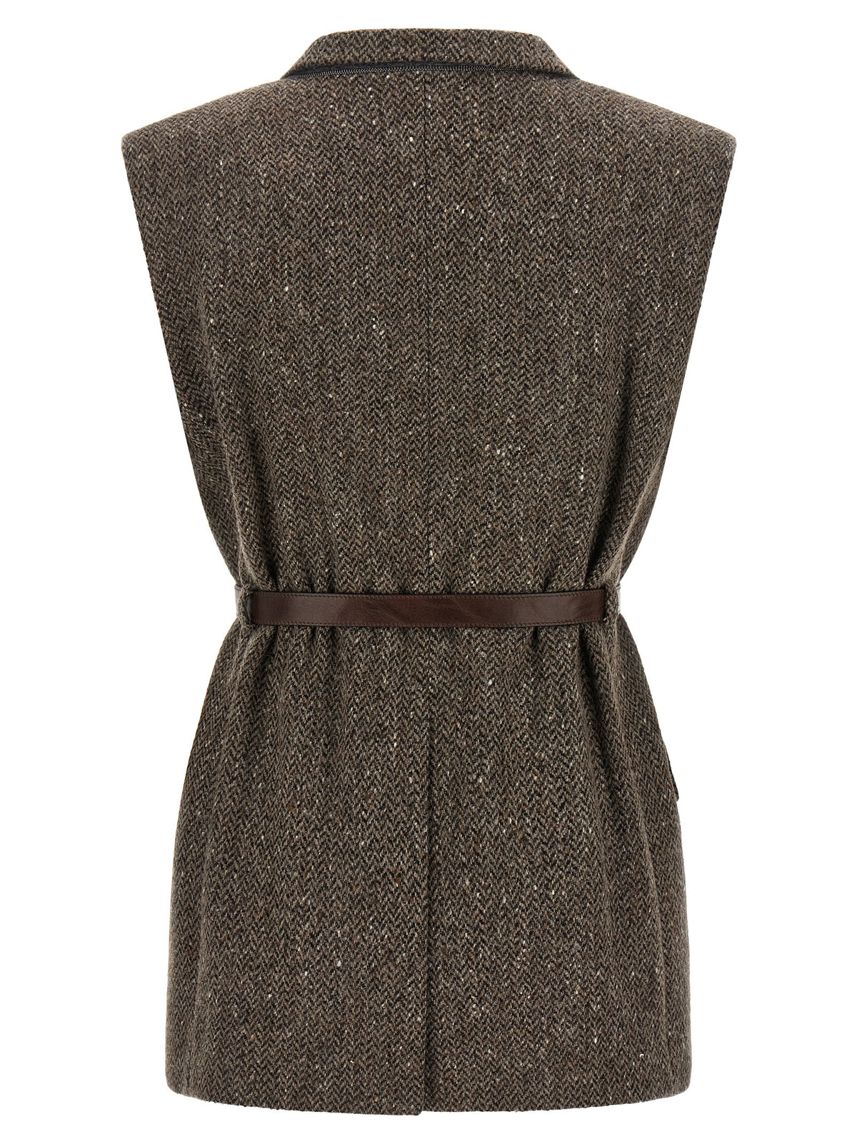 Brunello Cucinelli Brown Virgin Wool Sleeveless Jacket