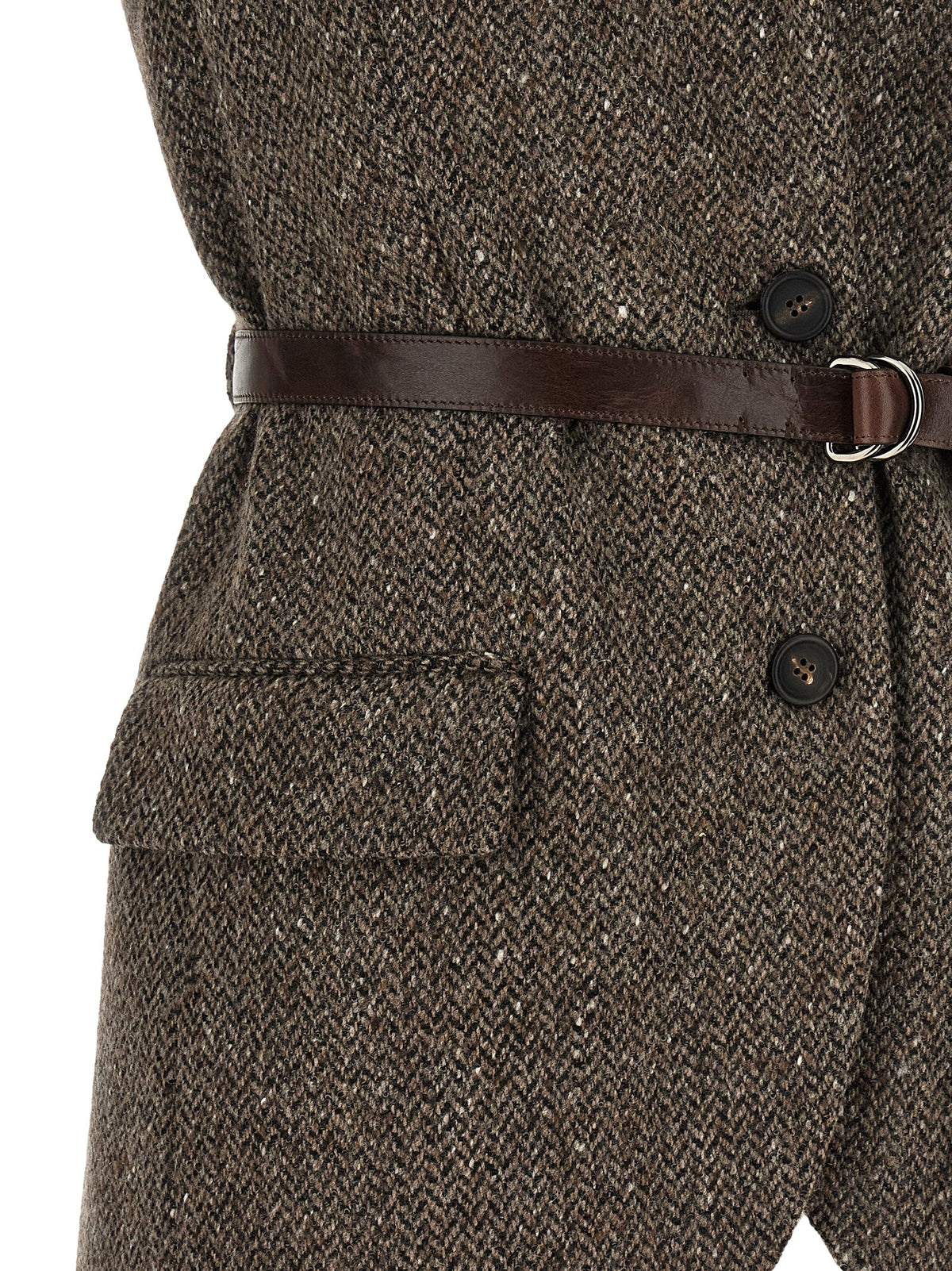 Brunello Cucinelli Brown Virgin Wool Sleeveless Jacket