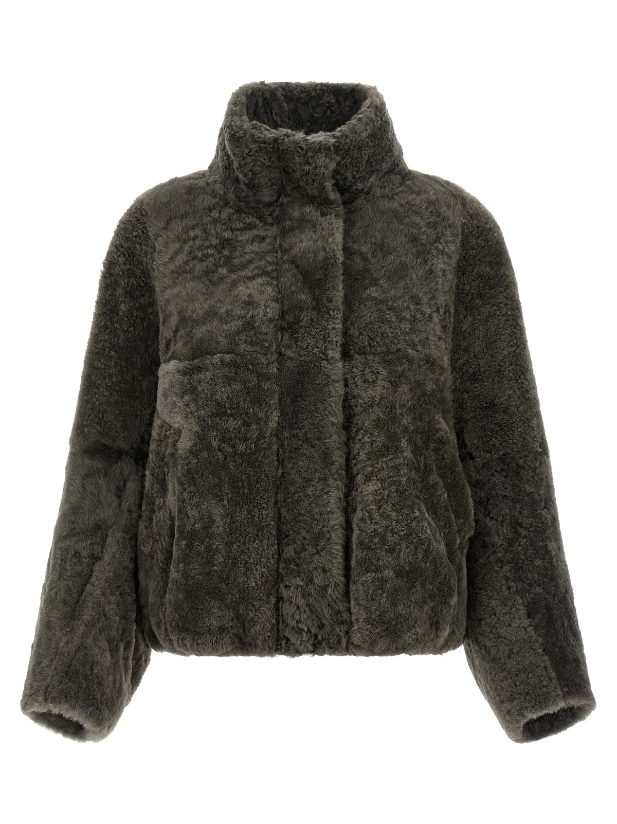 Brunello Cucinelli Gray Lamb Leather Full-Length Jacket