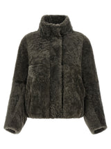 Brunello Cucinelli Gray Lamb Leather Full-Length Jacket