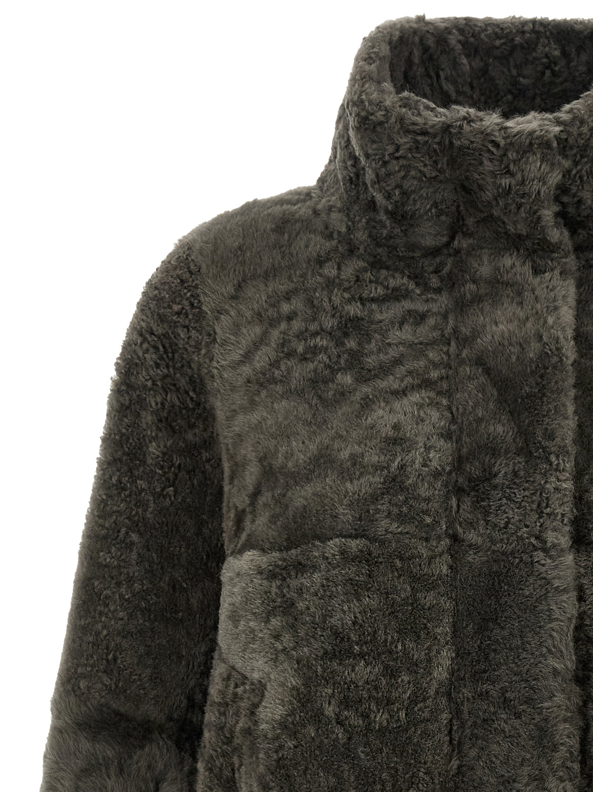 Brunello Cucinelli Gray Lamb Leather Full-Length Jacket