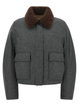 Brunello Cucinelli Gray Virgin Wool Full-Length Jacket