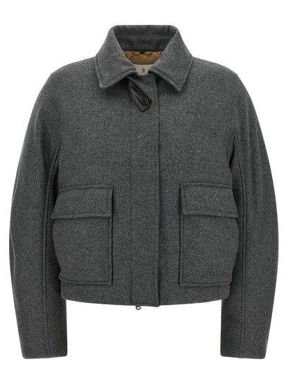 Brunello Cucinelli Gray Virgin Wool Full-Length Jacket