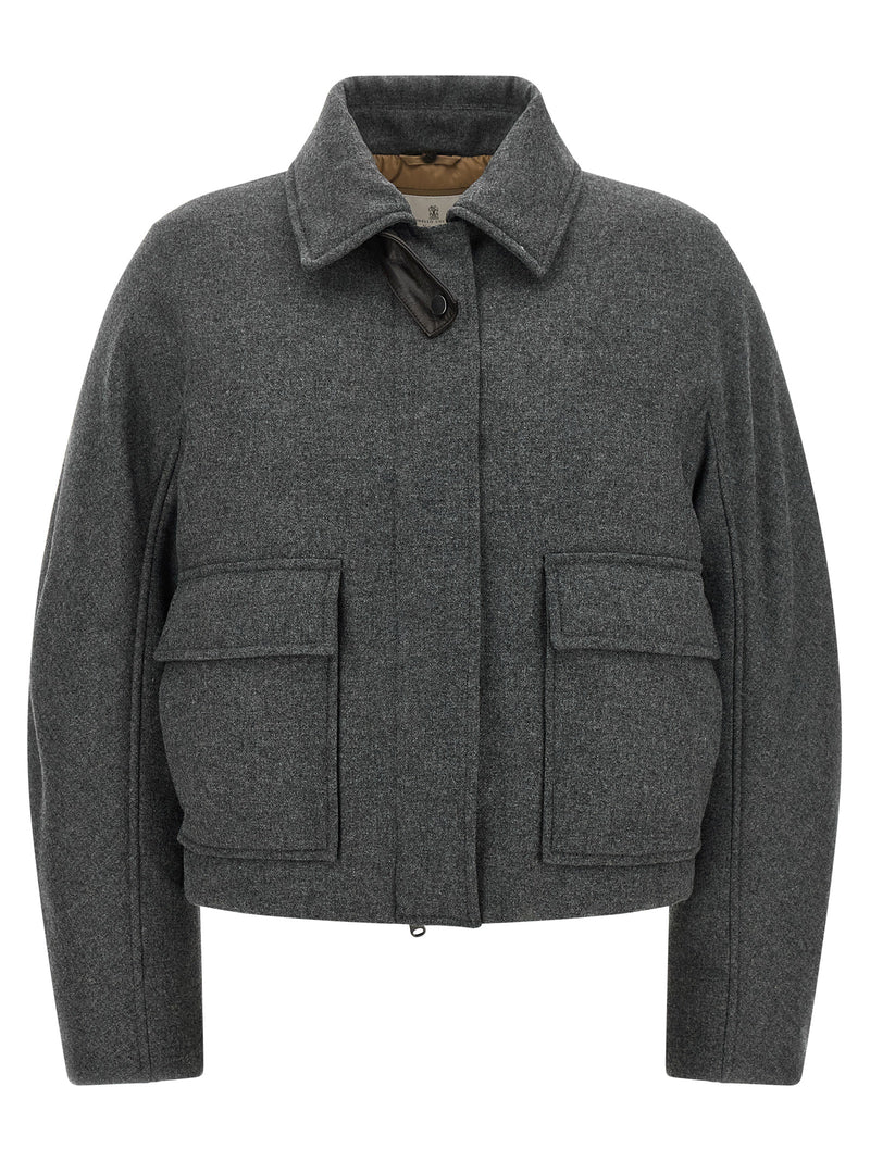 Brunello Cucinelli Gray Virgin Wool Full-Length Jacket