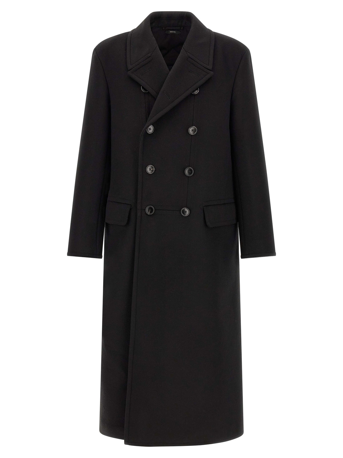 Tom Ford Black Virgin Wool Luxury Melton DB Officer Coat
