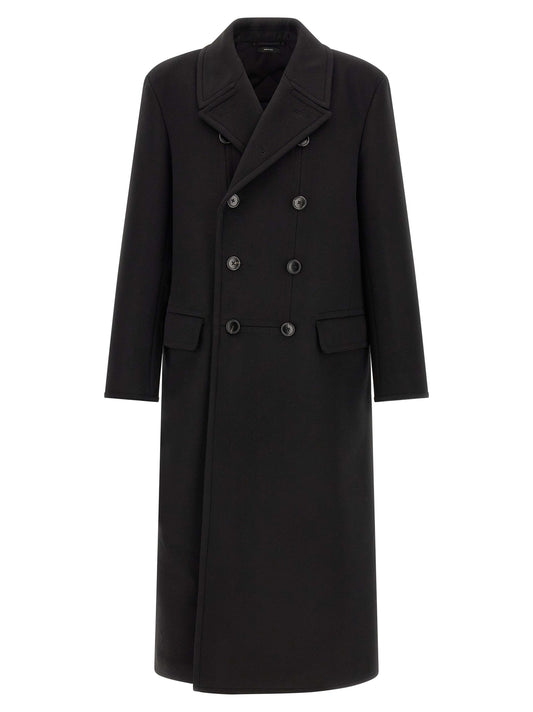Tom Ford Black Virgin Wool Luxury Melton DB Officer Coat