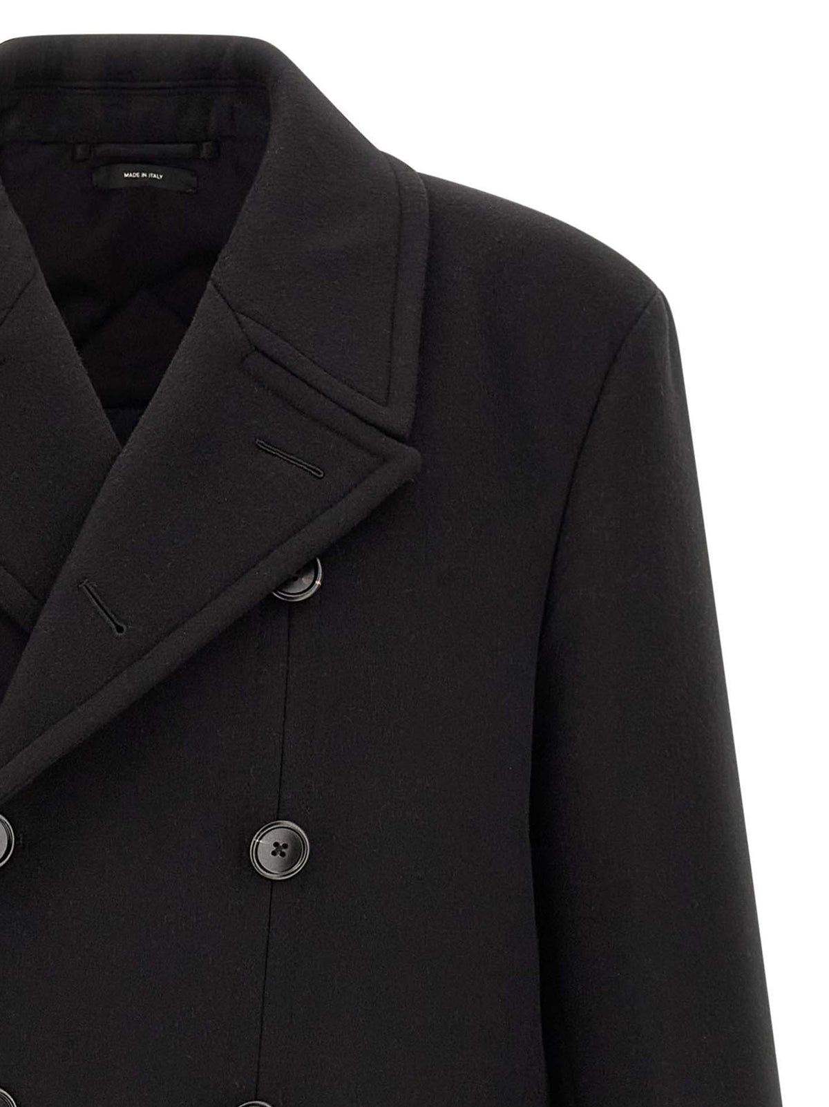 Tom Ford Black Virgin Wool Luxury Melton DB Officer Coat