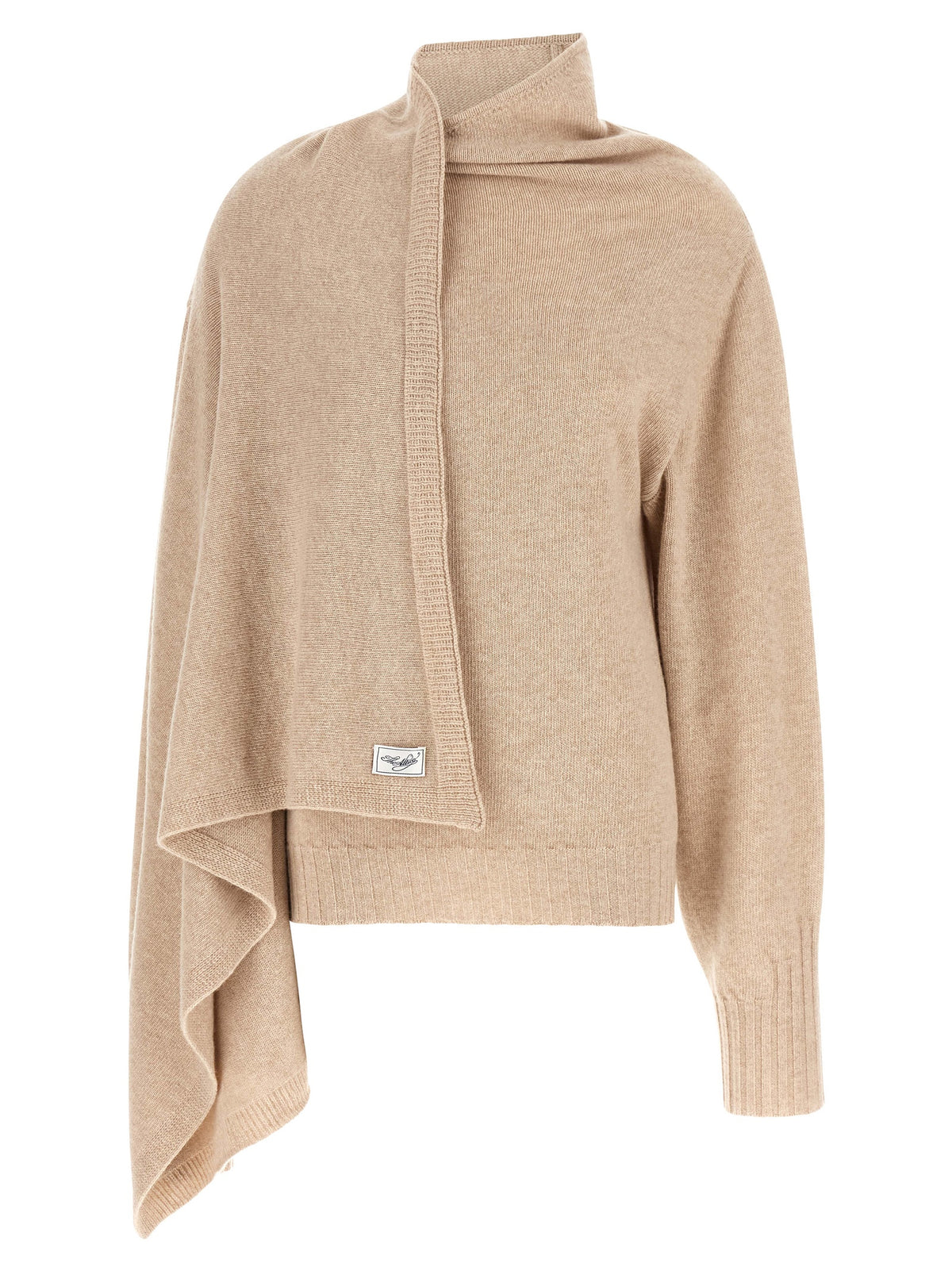 The Attico Beige Cashmere Cardigan - Elegant Asymmetrical Design