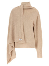 The Attico Beige Cashmere Cardigan - Elegant Asymmetrical Design