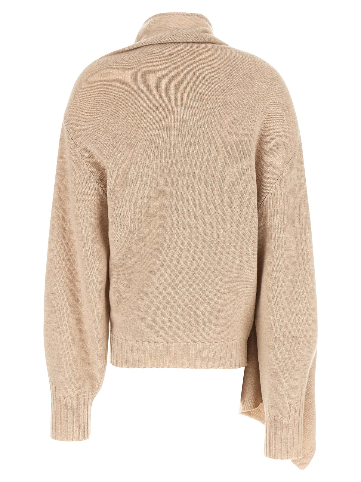 The Attico Beige Cashmere Cardigan - Elegant Asymmetrical Design