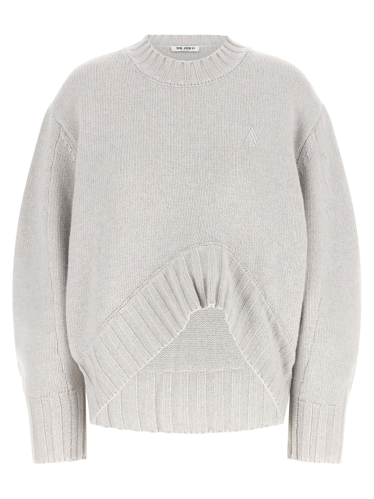 The Attico Gray Virgin Wool Cardigan - Sculptural Knitwear