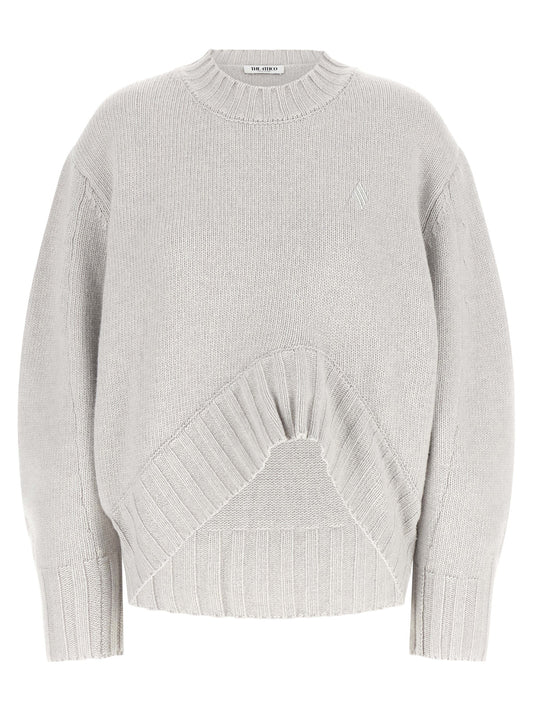The Attico Gray Virgin Wool Cardigan - Sculptural Knitwear