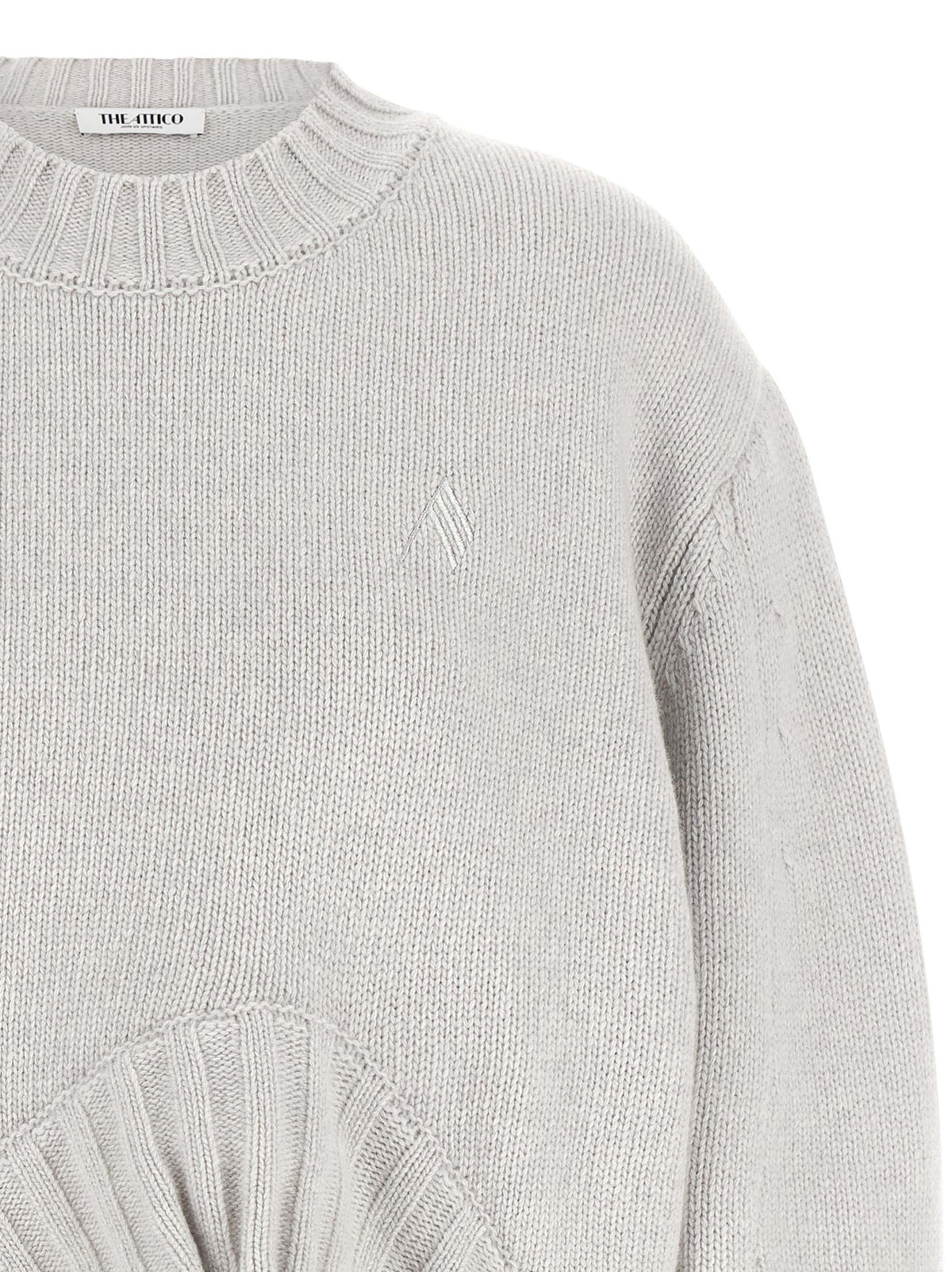 The Attico Gray Virgin Wool Cardigan - Sculptural Knitwear