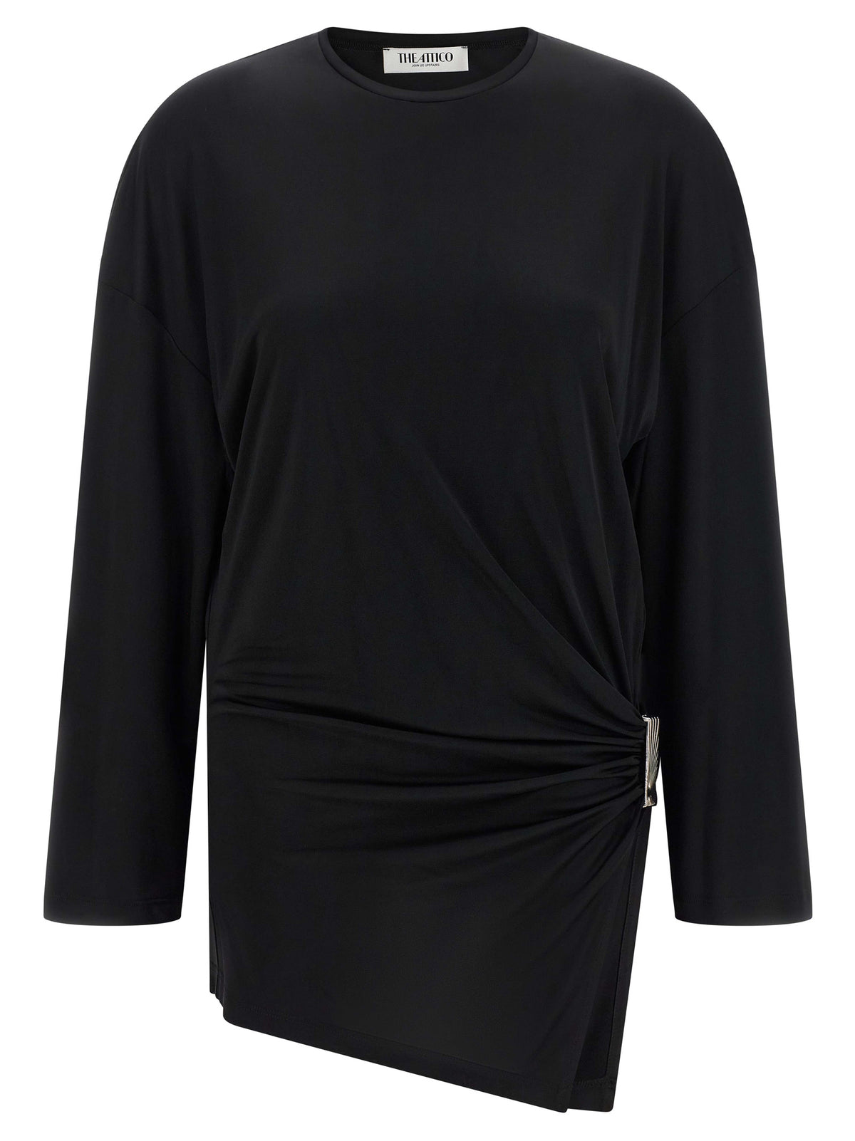 The Attico Black Viscose Asymmetrical Mini Dress