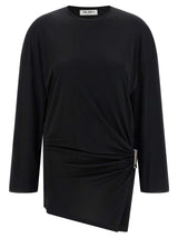 The Attico Black Viscose Asymmetrical Mini Dress
