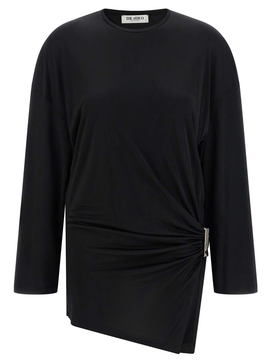 The Attico Black Viscose Asymmetrical Mini Dress