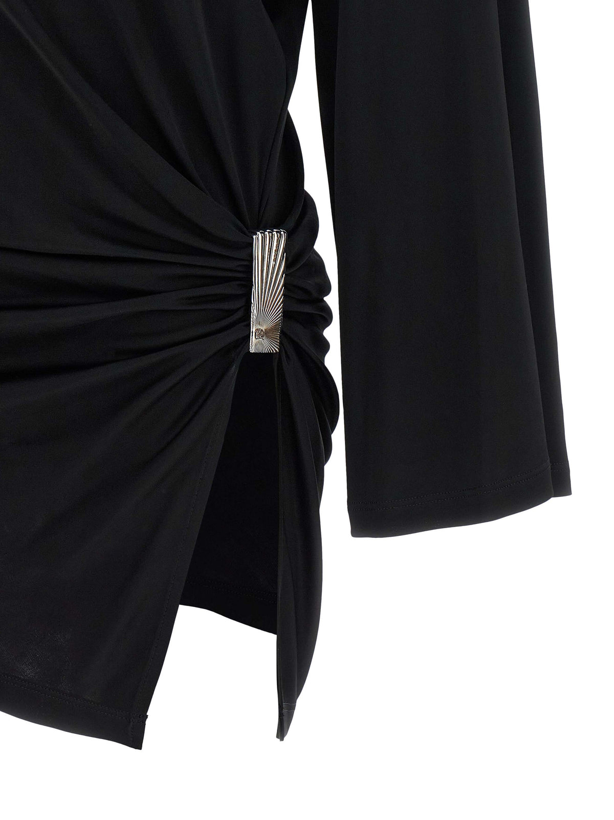 The Attico Black Viscose Asymmetrical Mini Dress
