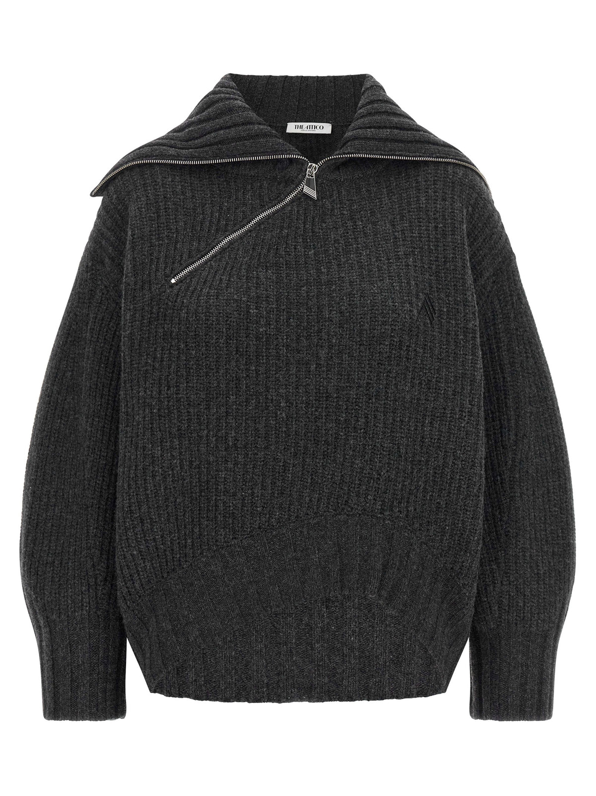 The Attico Gray Virgin Wool Cardigan for Women