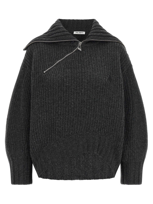 The Attico Gray Virgin Wool Cardigan - Stylish Knitwear for Women