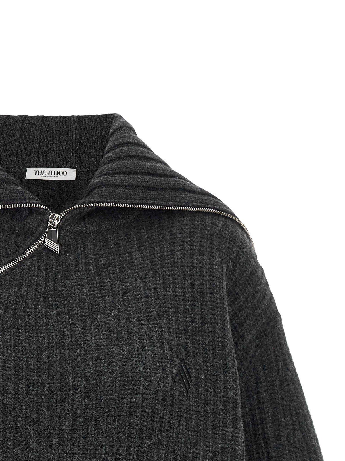 The Attico Gray Virgin Wool Cardigan for Women