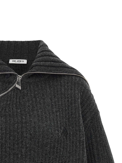 The Attico Gray Virgin Wool Cardigan
