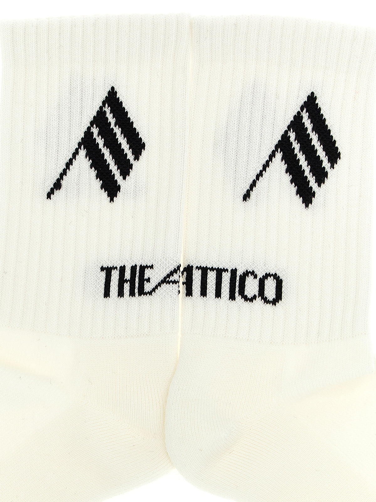 The Attico Bicolor Cotton Socks - Cream and Black
