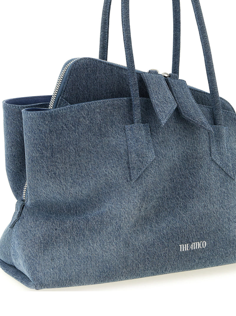 The Attico La Passeggiata Medium Blue Cotton Shoulder Bag