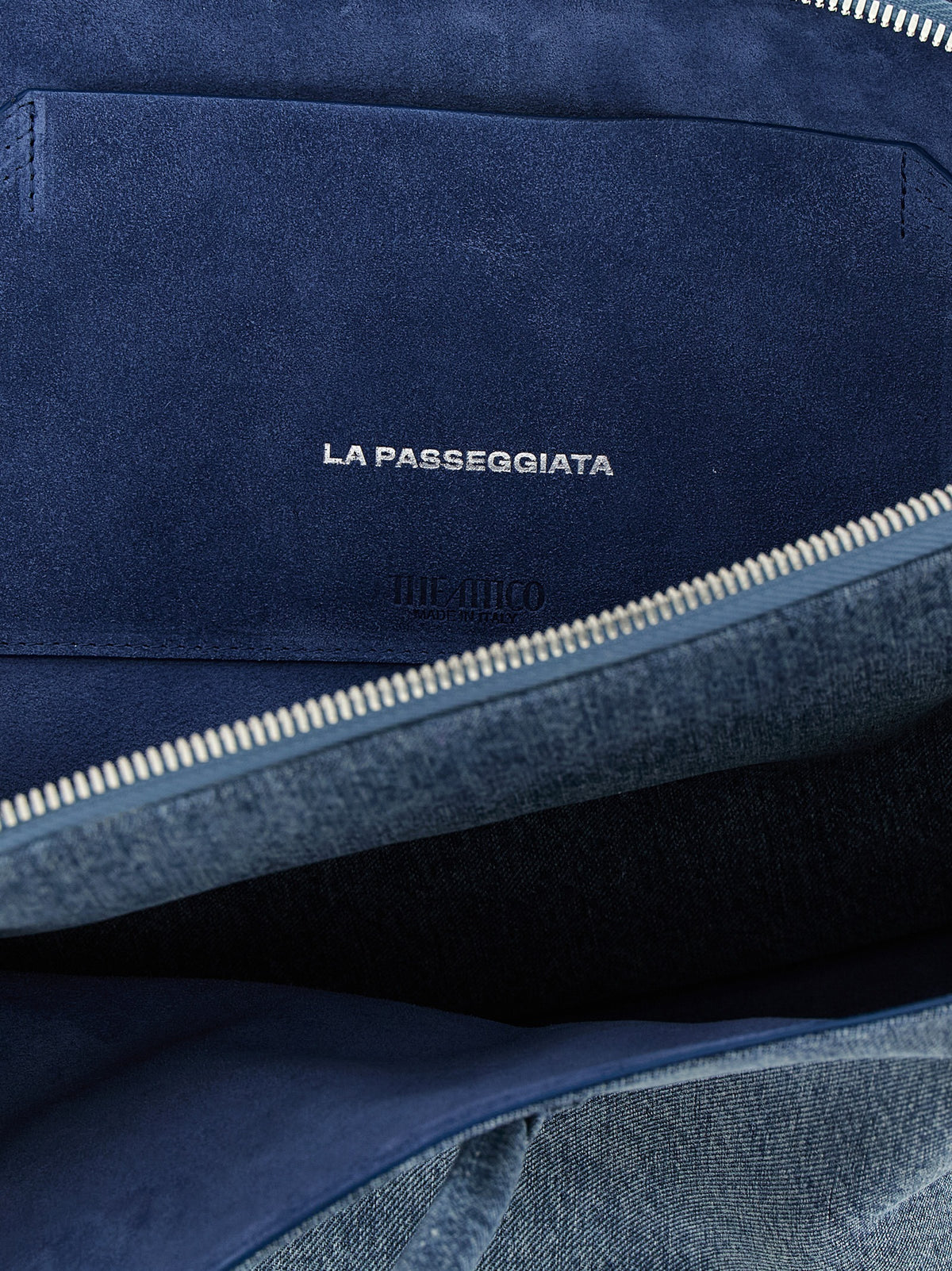 The Attico La Passeggiata Medium Blue Cotton Shoulder Bag
