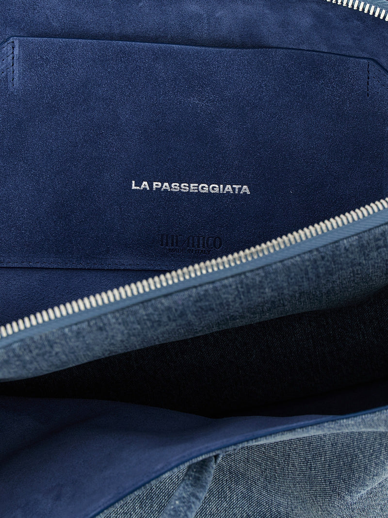 The Attico La Passeggiata Medium Blue Cotton Shoulder Bag