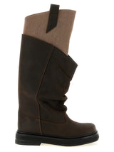 The Attico Brown Calf Leather Bos Taurus Over The Knee Boots
